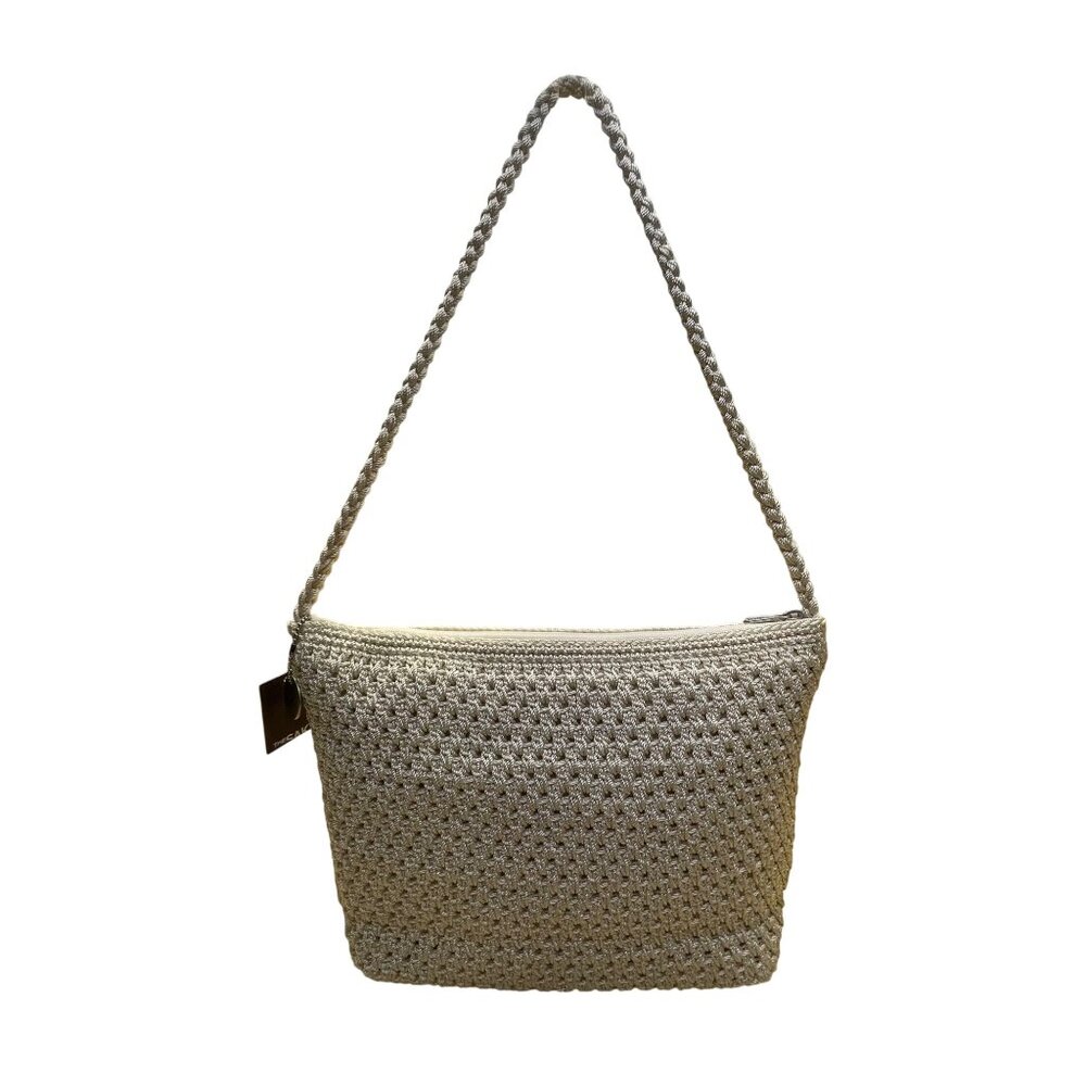 The Sak Women’s Light Beige Crochet With Zipper Pocket Casual Shoulder Bag